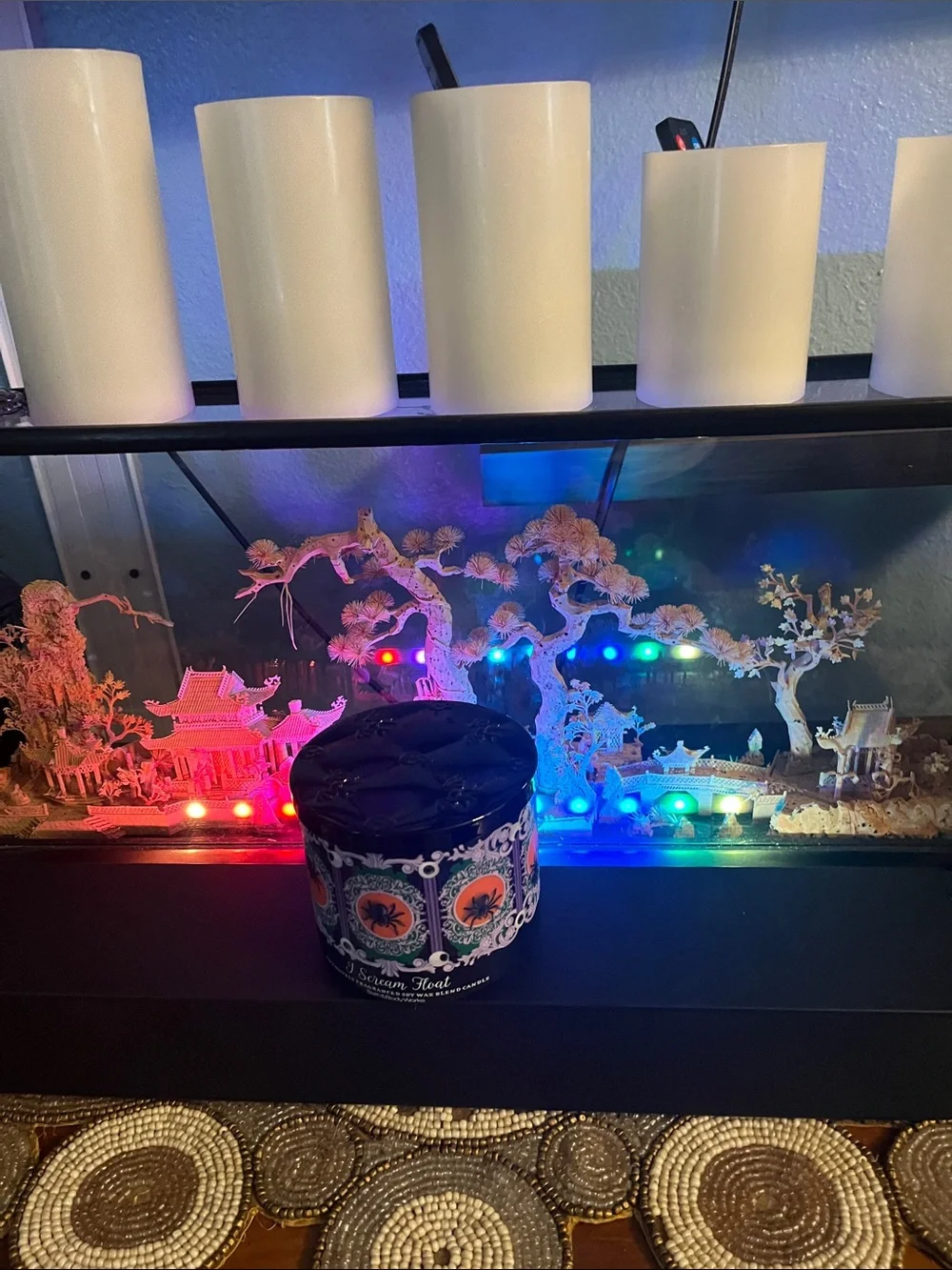 Decorative Candle Tin - Cream and Black Floral Design